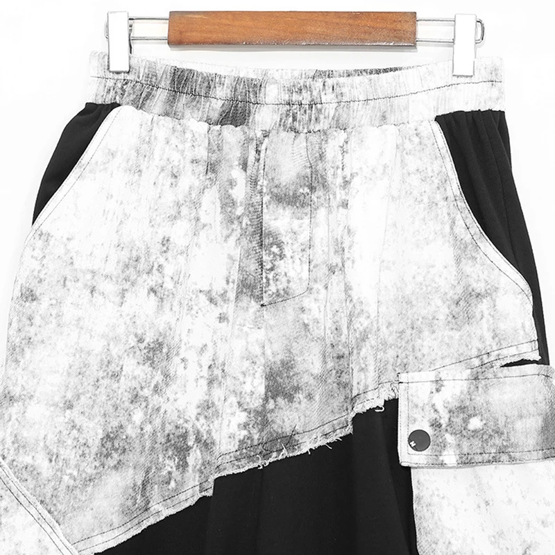 [EAM] High Elastic Waist Black Denim Split Harem Trousers New Loose Fit Pants Women Fashion Tide Spring Autumn 2020 1DA131