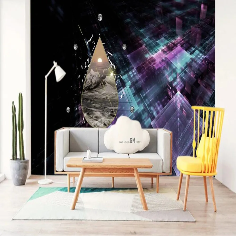 

mi'lo'fi custom large wallpaper mural 3d black city night landscape bedside painting landscape painting background wallpaper mur