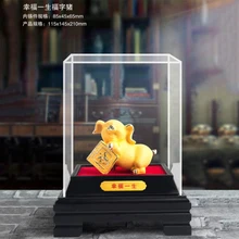 Ремесла Искусство изысканный желтый золотой свинка с аксессуарами Золотое литье ремесла прекрасный плюшевый Золотой год украшение дома свадебный подарок