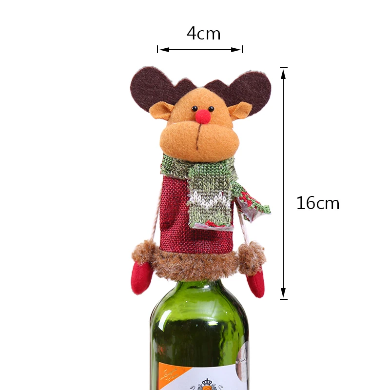 U 16x4cm Urijk Christmas Wine Bottle Covers Santa Snowman Deer Restaurant Ornament Xmas Party Table Wine Bottle Decorations New - Цвет: U 16x4cm