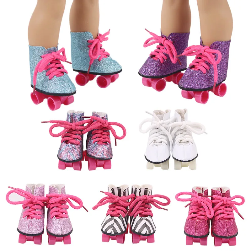 7.5 Cm Sequin Strappy Skates Fit 18 Inch American And 43 Reborn Baby Doll Shoes Our Generation Christmas Gift For Girl | Игрушки и хобби