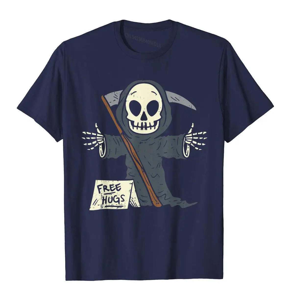 Free Hugs Grim Reaper Funny Pun Scary Halloween Costume Boys T-Shirt__A9707navy