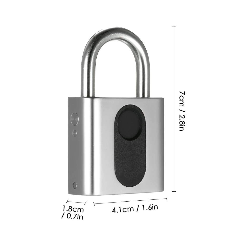 

USB Rechargeable Smart Keyless Fingerprint Lock IP65 Waterproof Anti-Theft Security Padlock Door Luggage Case Backpack Lock