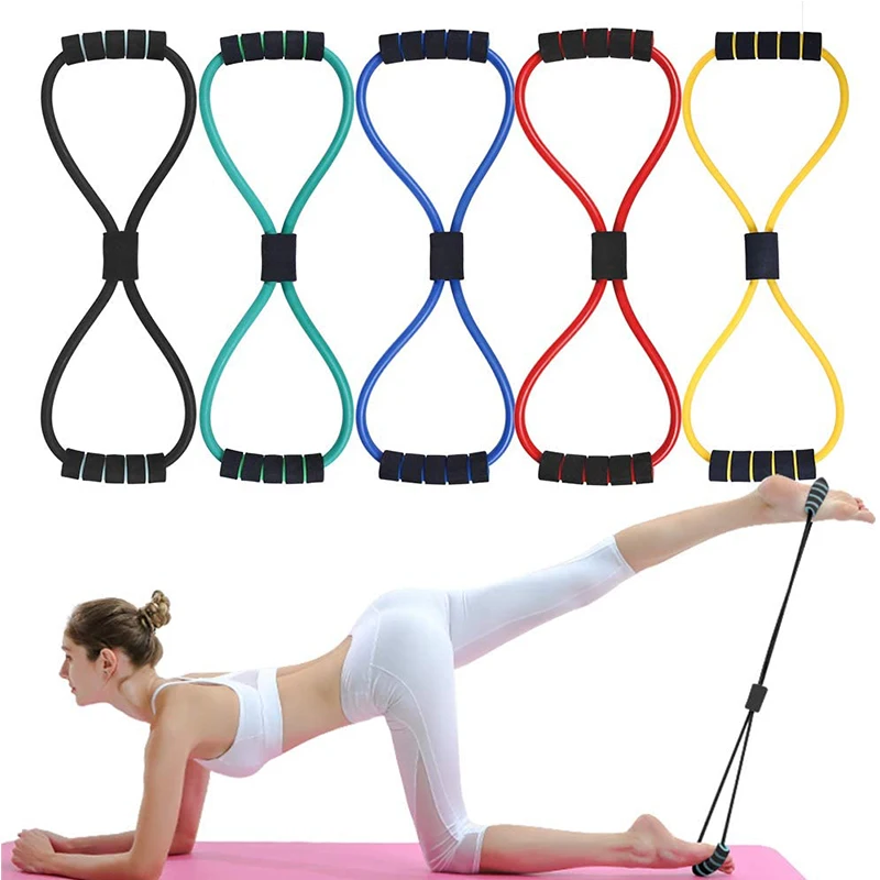 

YXTC 5 Pack Fitness Resistance Bands Chest Expander 8-Shaped Pull Rope 5 Strengths for Yoga Chest Muscle Home Excercise