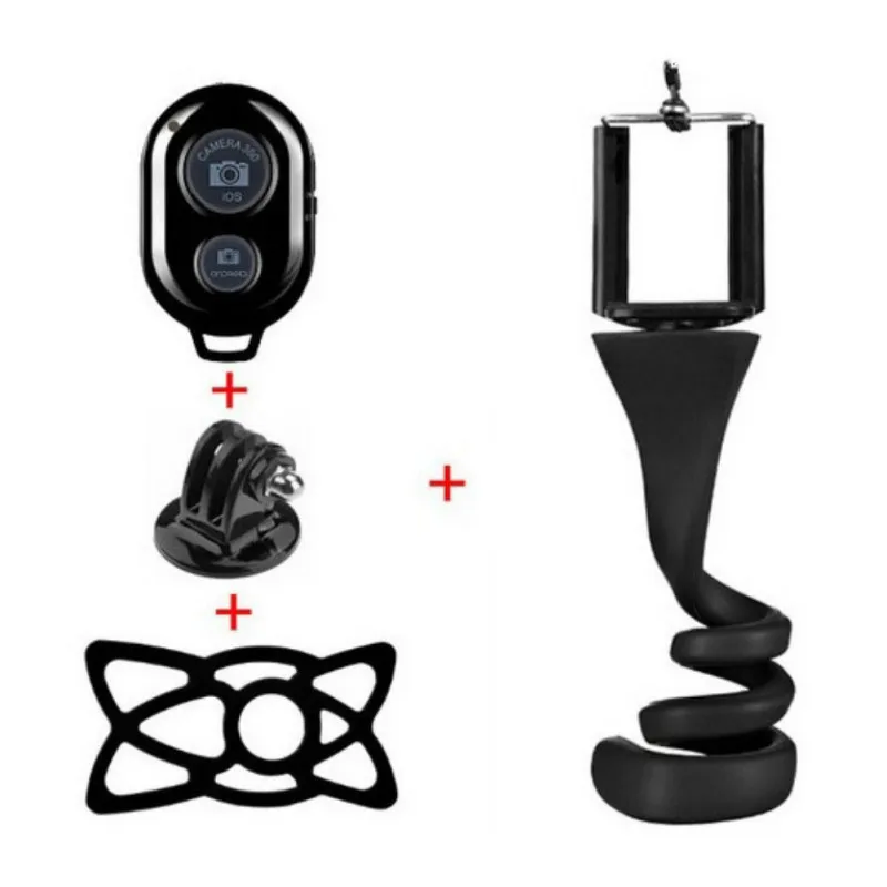 Гибкая Складная селфи палка телефон камера монопод держатель для GoPro для IPhone - Цвет: Black