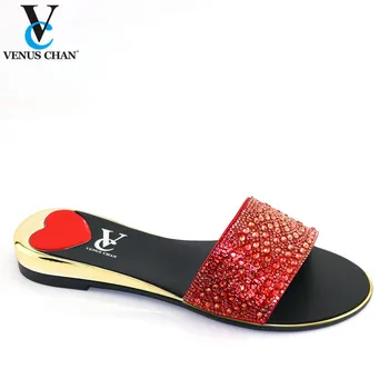

Red Color African 2020 Special Design Ladies Shoes Material with Pu Italian Shoes for Party Women Shoes