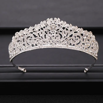 

Vintage Silver Color Crystal Crown Princess Rhinestone Prom Pageant Crowns For Women Wedding Tiara For Bride Hair Accessories