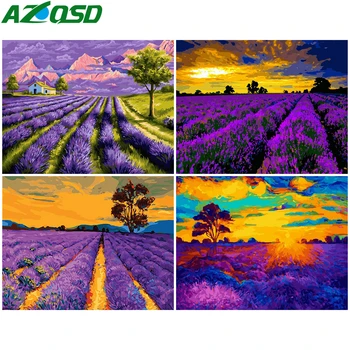 

AZQSD DIY Oil Painting By Numbers Landscape Home Decoration Unframe Pictures By Numbers Field Abstract Art Handpainted Gift