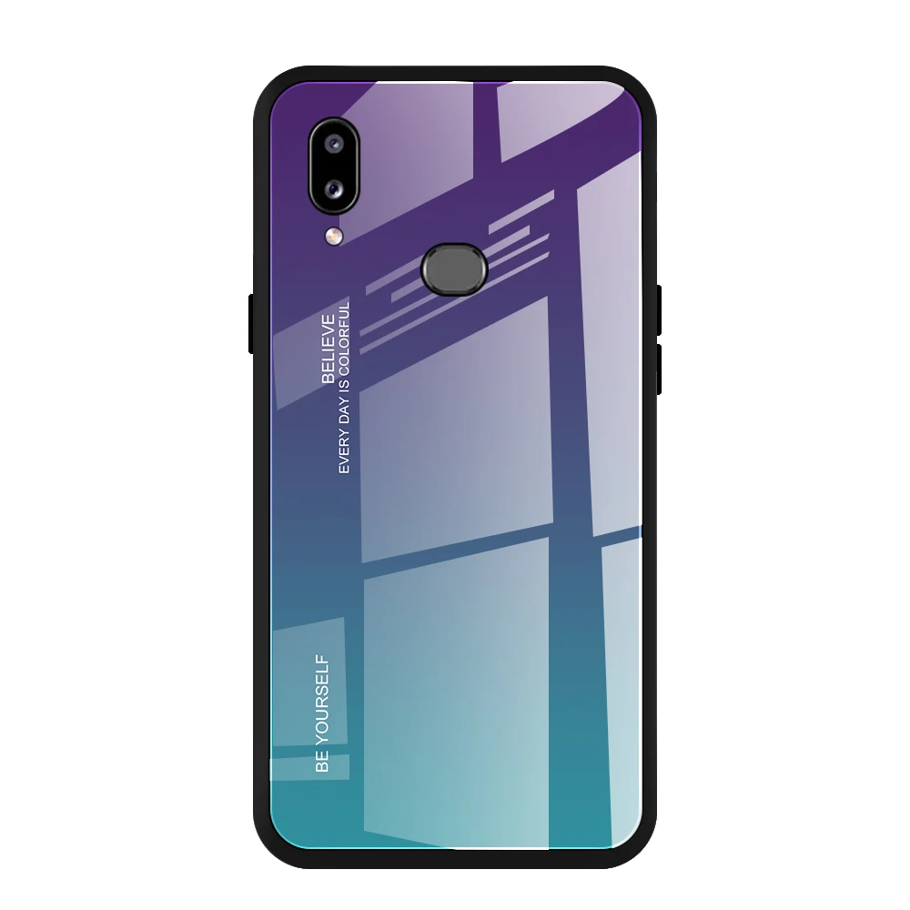 Чехол для Galaxy A20S A10S A10E A80 A90 5G A60 A40 A70S A8 A20 A30 закаленное Стекло мягкий TPU кромка градиент Цвет с узором кейс на заднюю панель - Цвет: 03