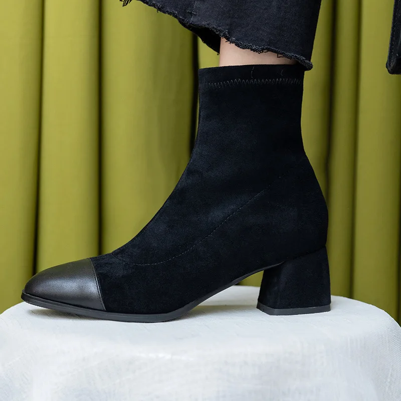 

2019 Autumn And Winter 32 Small 33 Online Celebrity Thin Boots Ankle Boots 42 Martin Short Boots Square Head Large Size 41 Chunk