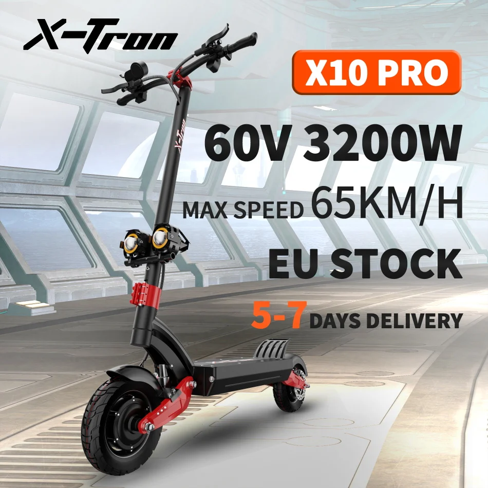 Самокат X-Tron X10Pro 60V3200W максимальная скорость 65 км/ч ВЫКЛ. Дорожная гидравлическая