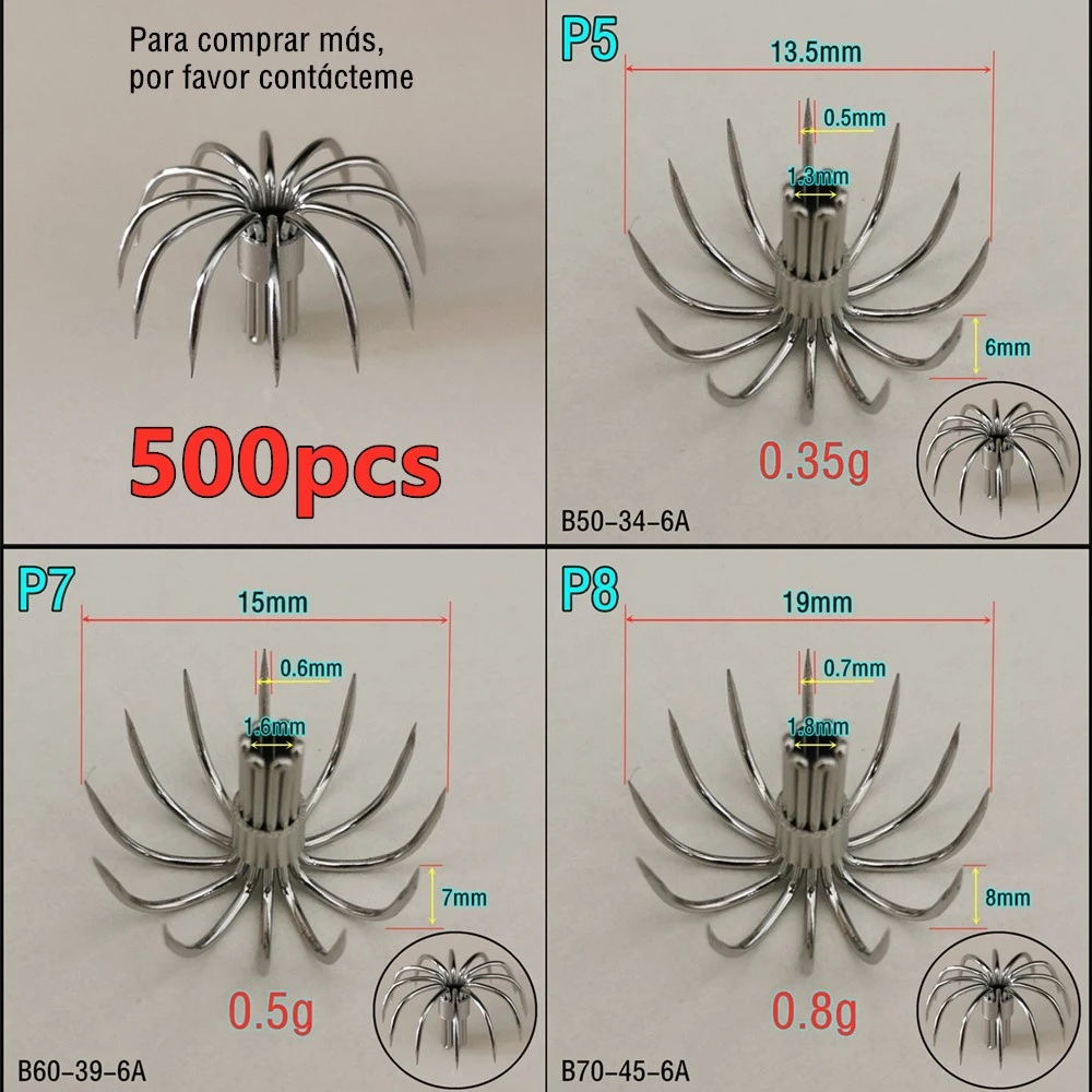 小さなステンレス鋼のイカの釣り針 500個 P5 P7 P8 Lu 王冠 傘 スペインとチリの釣り針 餌 アクセサリー ジグ 釣り針 Aliexpress