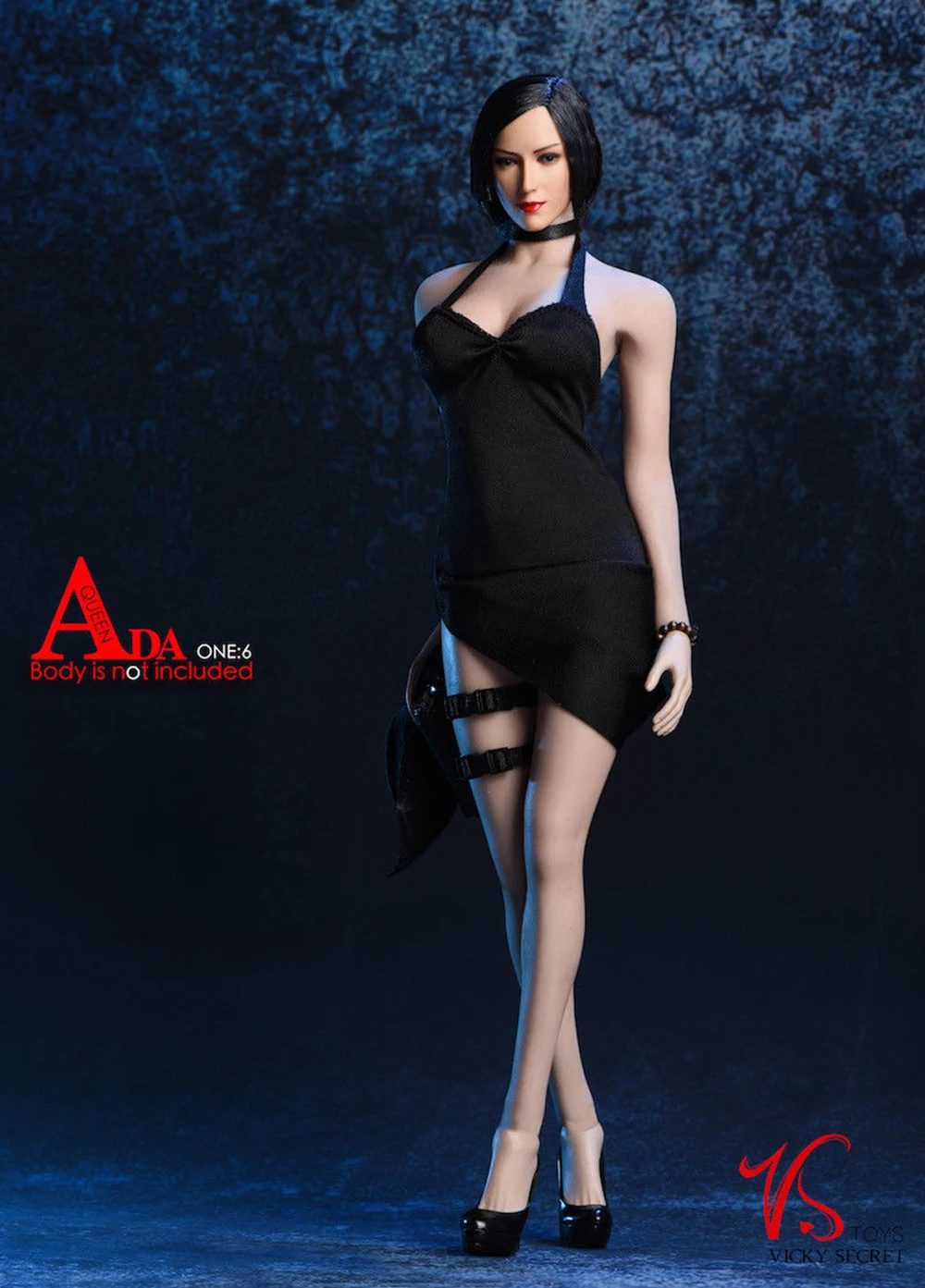 Vstoys 18XG14 1:6, сексуальное платье Ada Wong, набор, 1/6, длинная юбка с висящей шеей, черного и красного цветов для большой груди
