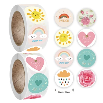 

500pcs/roll 2.5cm Cute Thank You Sticker Label Album Card Birthday Baby Shower Party Gift Decoration Stickers