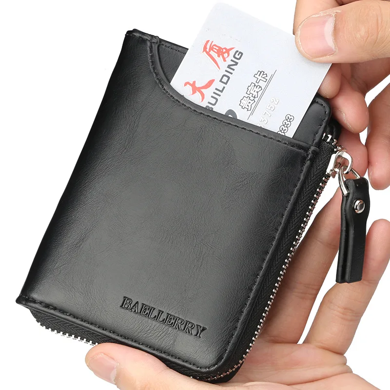 

Zipper Men Wallet Short Bifold PU Leather Male Purses Fashion Multifunction Coin Cards Bag Small Money Purses Clutch Money Pouch