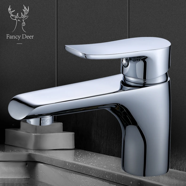 Fancy Deer Chrome Bathroom Faucet Water Mixer Sink Tap Cold And