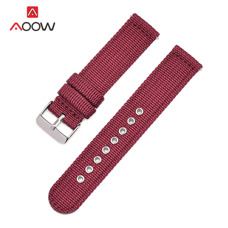 Wine red Нейлоновый ремешок для часов 18 мм 20 мм 22 мм 24 мм для samsung Galaxy Watch Active 2 42 мм 46 мм Active2 S2 huawei GT Amazfit браслет - Цвет ремешка: Wine red