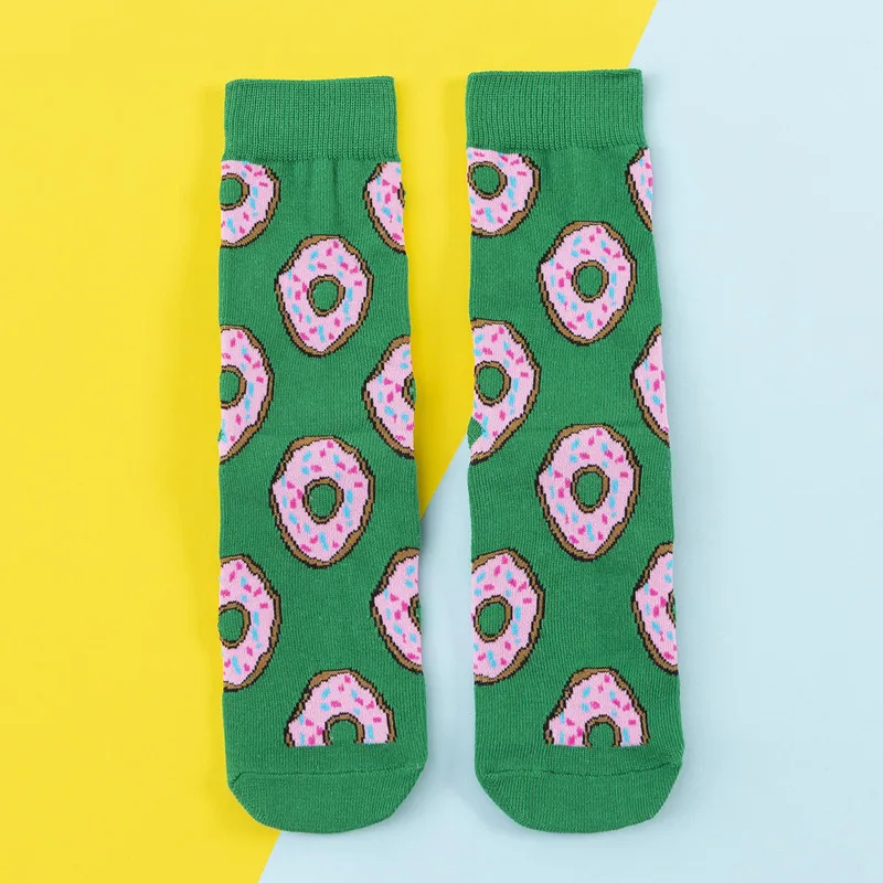 2020 Women socks funny cute cartoon fruits banana avocado lemon egg cookie donuts food happy jJapanese harajuku skateboard socks