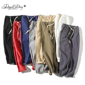

New Trend Men Brand Casual Solid Trousers Summer Cotton and Linen Streetwear Pants Male Breathable Loose Flax Pants MK007