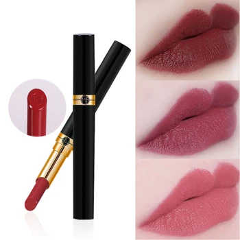

12 Colors Matte Velvet Glossy Lipstick Lip Balm Fine Tube Waterproof Lasting Sexy Red Nude Lip Tint Korean Makeup Cosmetic Tool