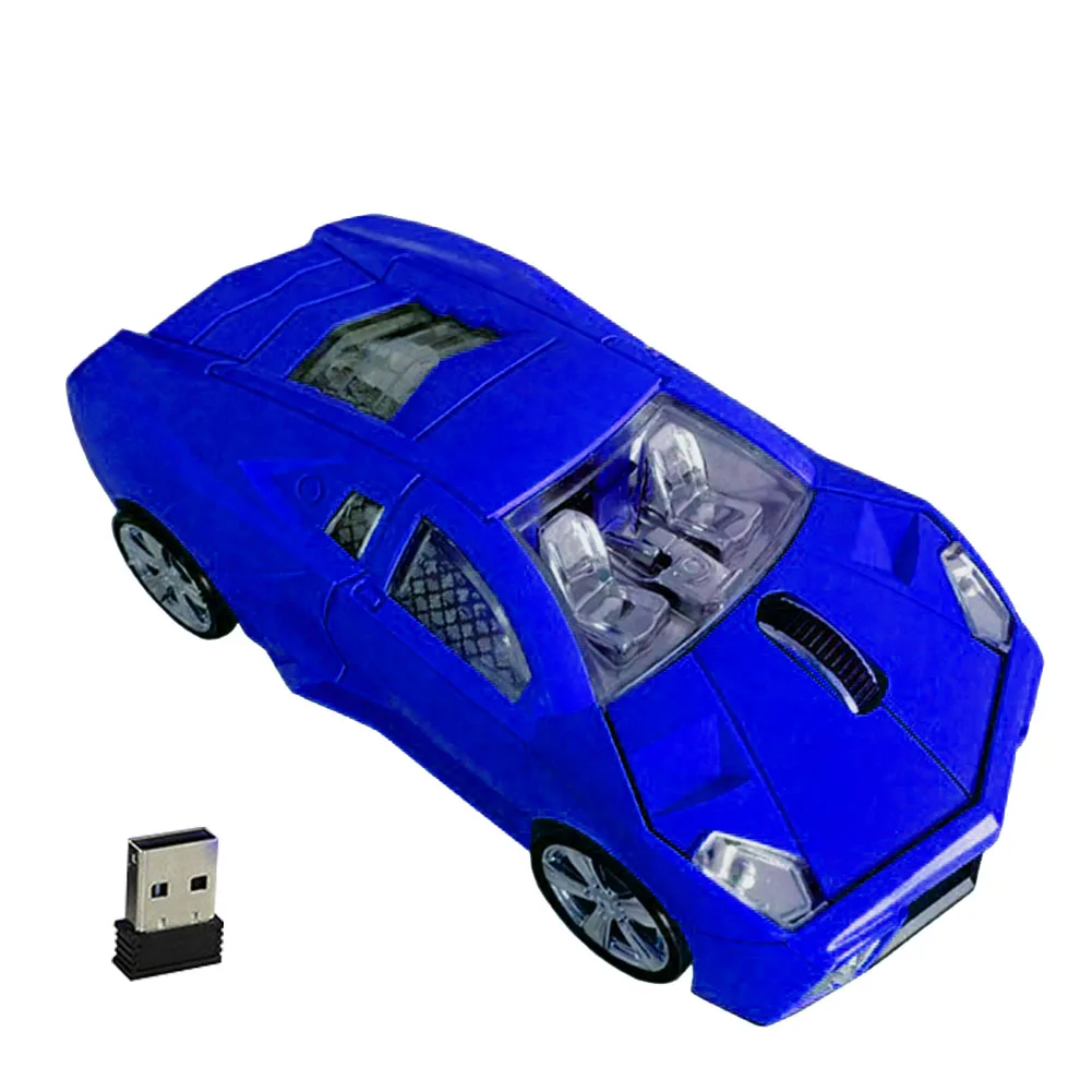 2,4 GHz Компьютерные аксессуары домашняя беспроводная мышь USB интерфейс фотоэлектрическая прокрутка на батарейках форма автомобиля оптические мыши 2 клавиши