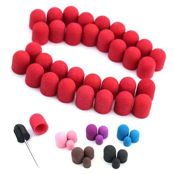 

21pcs 10*15mm Nail Sanding Caps Milling Nail Plastic Base Electric With Rubber Grip Cuticle Polishing Drill Foot Cuticle