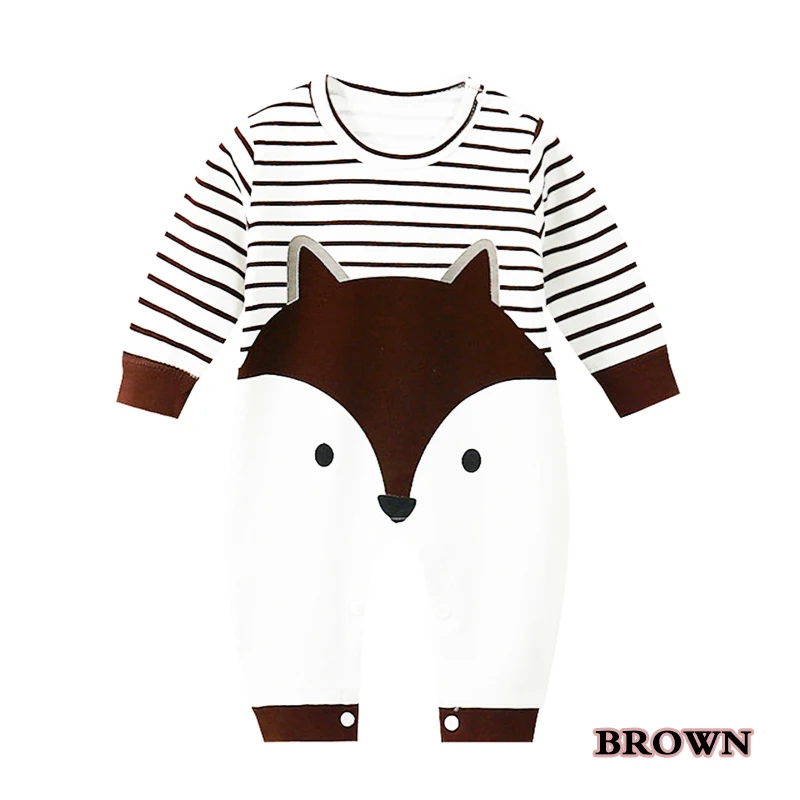 brown fox Одежда для малышей; комбинезон для новорожденных; Комбинезон для маленьких мальчиков и девочек с длинными рукавами и рисунком медведя; комбинезоны одежда для детей - Цвет: brown fox