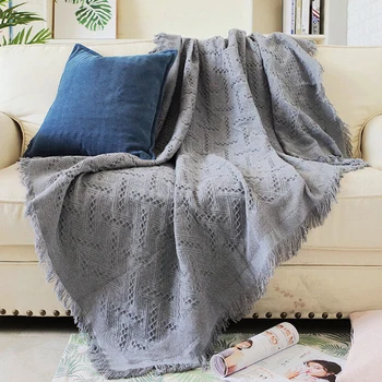 

Gray Simple Solid Color Sofa Cover Couch Blankets Sofa Warm For Home Office Travel Plane