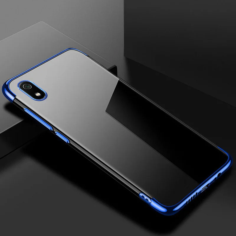 Для Xiaomi Redmi 7A Прозрачный чехол Чехол с покрытием Мягкий ТПУ силиконовый чехол для Xiaomi Redmi 7A чехол противоударный бампер чехол - Цвет: Синий
