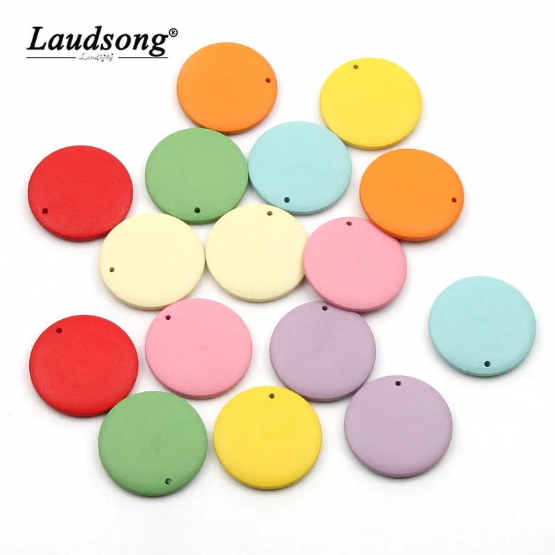 

10PCS 30MM Multicolor Wood Candy Color Round Wooden Beads For DIY Crafts Jewelry Pendant Jewelry Making