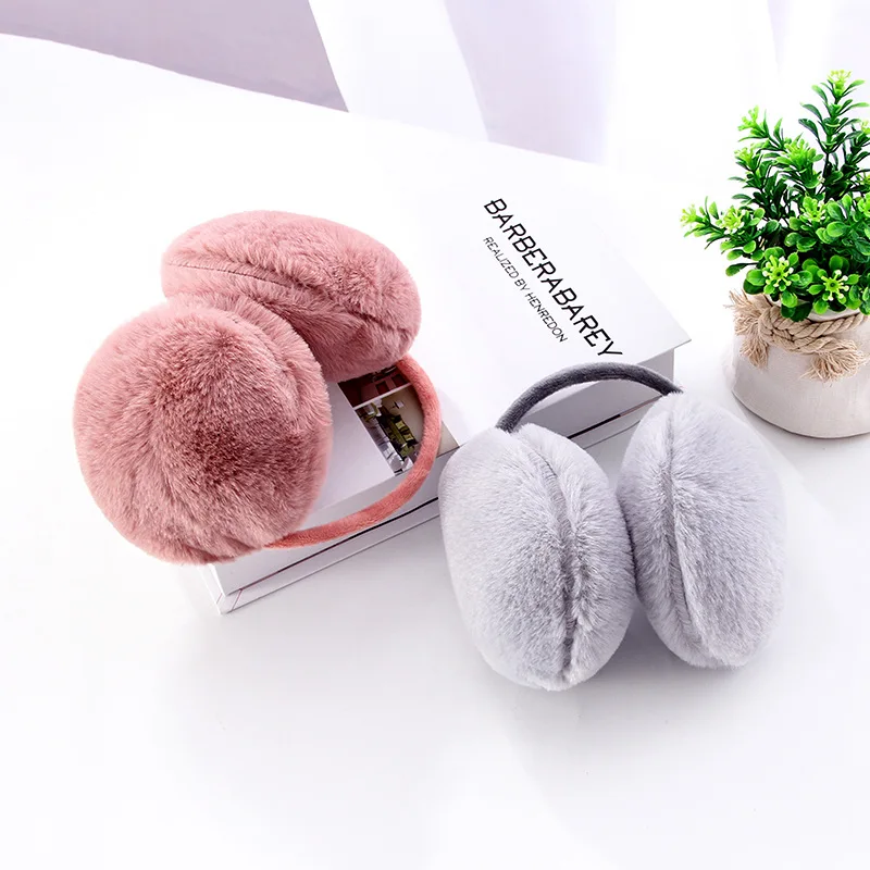 Orejeras de piel para mujer, orejeras de Color sólido, cálidas y cómodas, para esquí, a la moda, para Otoño e Invierno