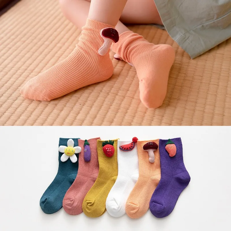 

Autumn And Winter Cute Decorative Children's Cotton Socks Double-Needle Solid Color Children's Socks