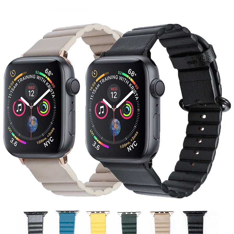 Ремешок для apple watch 42 мм 38 44 40 correa iwatch 5 4 3 2 1 кожаный магнитный браслет с петлей