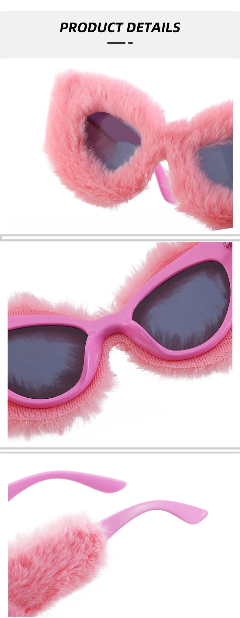 OEC CPO Ladies Soft Fur Velvet Cat Eye Sunglasses Women Fashion Colorful Handmade Sun Glasses Female Trendy Shades UV400 Eyewear