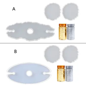 

5Pcs Handmade Wine Glass Rock Epoxy Resin Mold Bottle Shelf Storage Coaster Resin Casting Tray Mould Tools Kit Art Craft