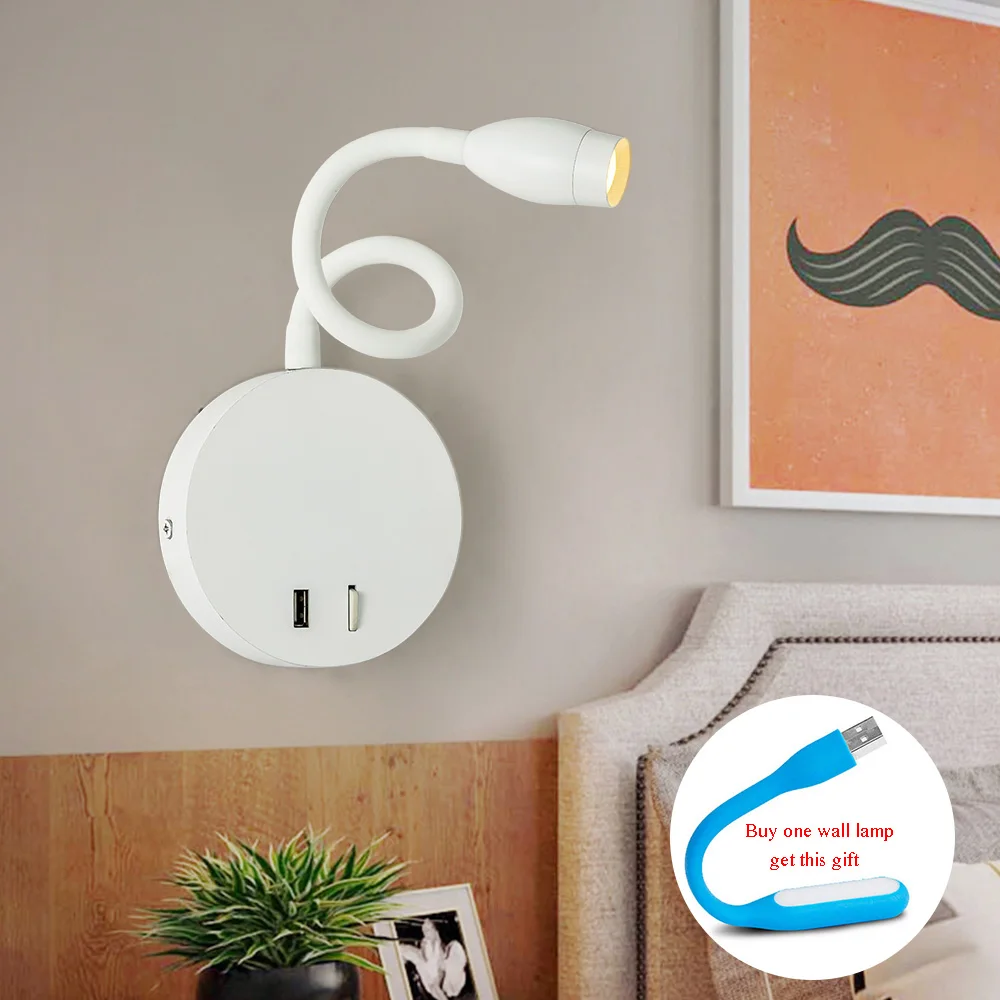 

Zerouno 2019 New USB LED Book Light flexible hose Reading wall Light For Bedroom Reader Desk Lamp Home Loft Indoor Lampada Luz