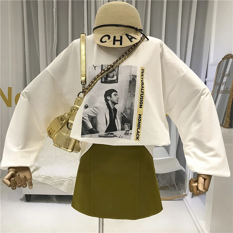 

2019 Fall Sweatshirts+mini Skirts Womens 2 Piece Sets High Street Print Matching Sets for Women Sexy Two Piece for Women