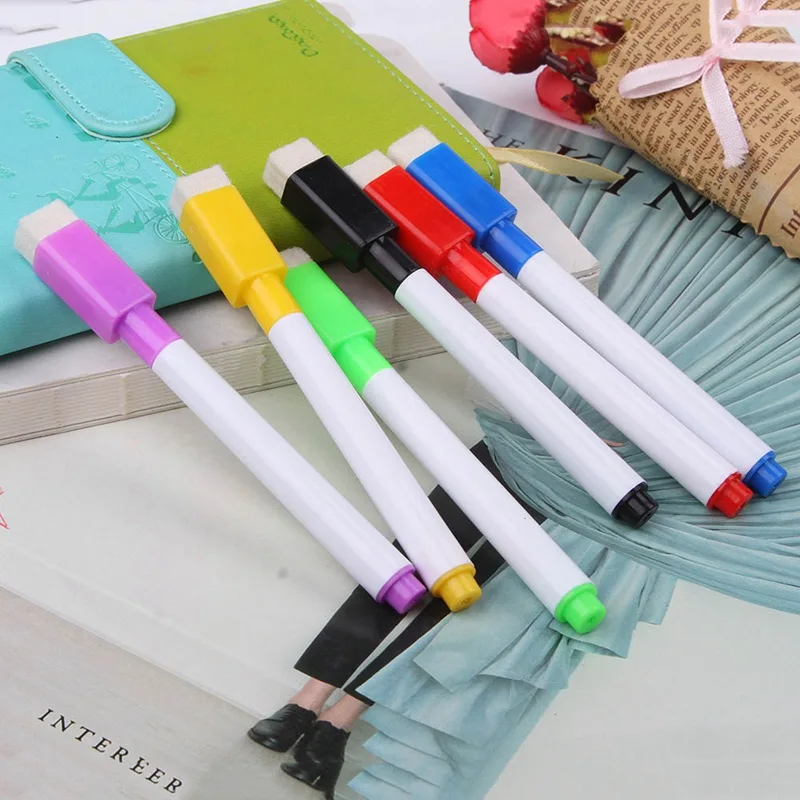 1PCS New Magnetic Whiteboard Pen Erasable Dry White Board Markers Magnet Built In Eraser Office School Supplies