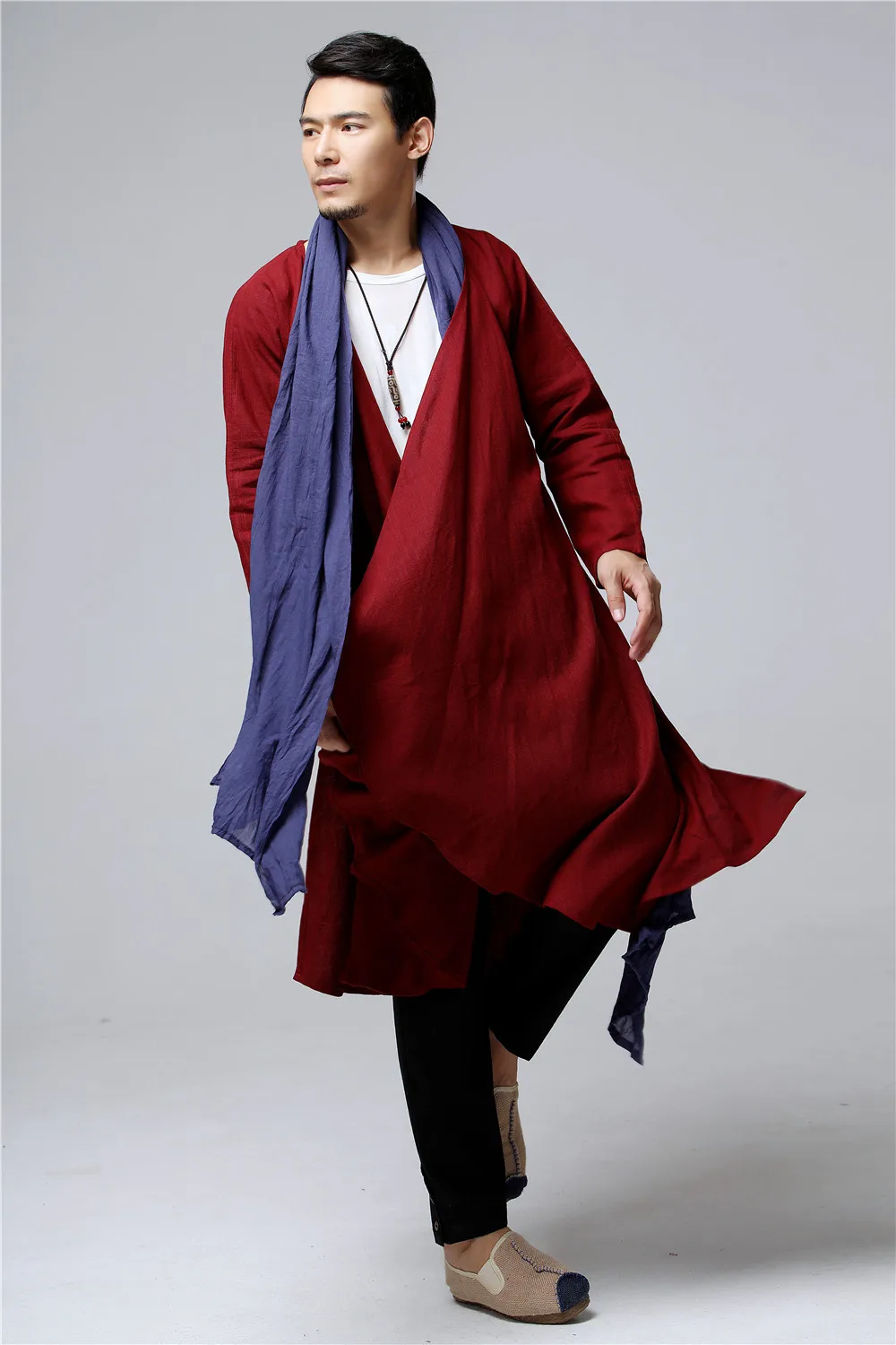 Autumn And Winter New Style Ma Fan Elegant Casual Long Trench Coat Cotton Linen Men'S Wear Long Coat Chinese-style Men'S We
