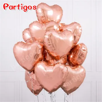 

10pcs/lot Rose Gold Heart Shape Foil Helium Balloons Love Wedding Birthday Party 18 inch Heart Balaos Baby Shower Globos Decor