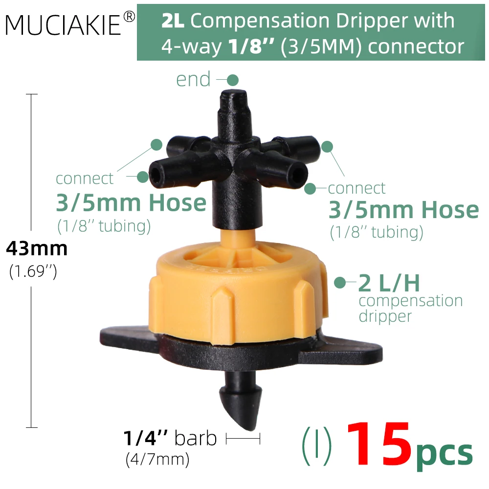 MUCIAKIE 24 Types 3/5MM 1/8'' Micro Drippers Fittings Garden Drip Irrigation Emitters Compensation 2/3/5/6-Way Coupling Adaptor self watering kit Watering & Irrigation Kits