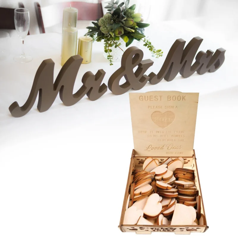 

Wedding Guest Book with Hearts Removable Back Holder Box Wooden Sign A Heart Drop Box Guest Book Message Box Wedding Gift