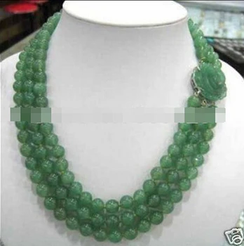 

LL<<< 0400 Charming 3 Rows Green Bead Necklace clasp