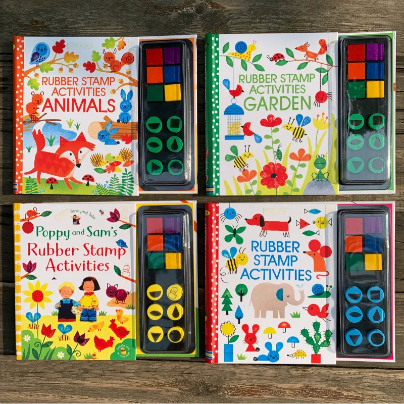 Children Fingerprinting Books with Rubber Stamps Ink Pad kids Activities Doodling Book Animal Garden Kindergarten DIY Craft Toy | Игрушки и