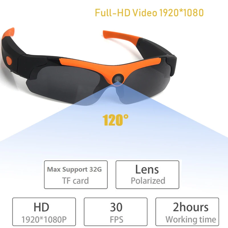 HD1080P солнцезащитные очки камера DVR с широкоугольным объективом мини-очки