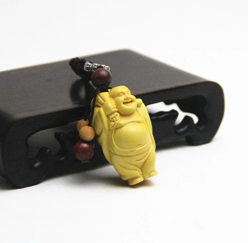 Самшит автомобильный брелок Гуаньинь резьба по дереву счастливый безопасный