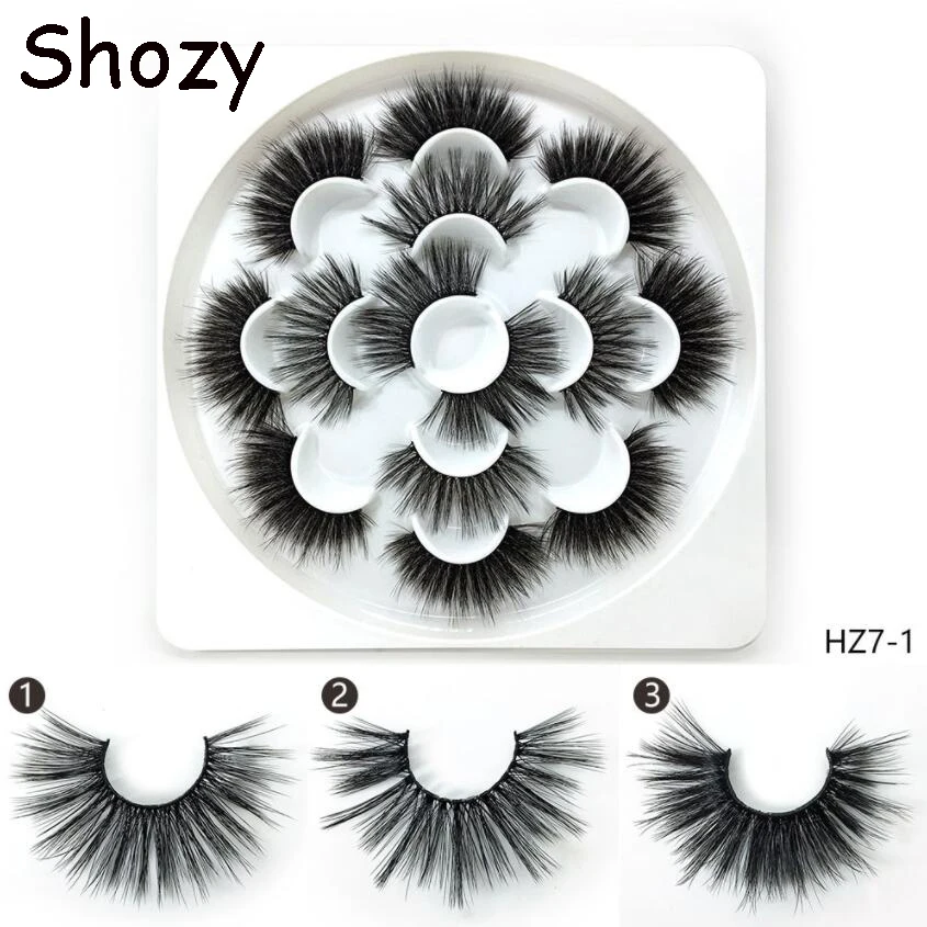 Shozy 7 пар 25 мм 5D искусственная норка натуральный длинный макияж норковые ресницы