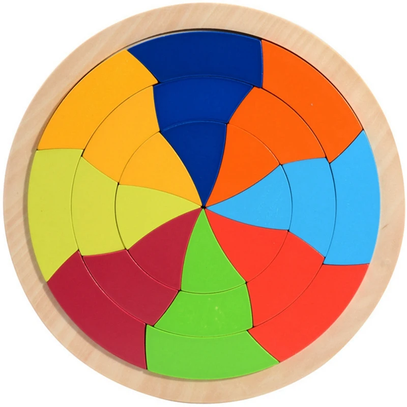 Round Rainbow Puzzle Geometric Shape Assembling Jigsaw Puzzle Educational Learning Toys 3D Puzzles Toys For Children