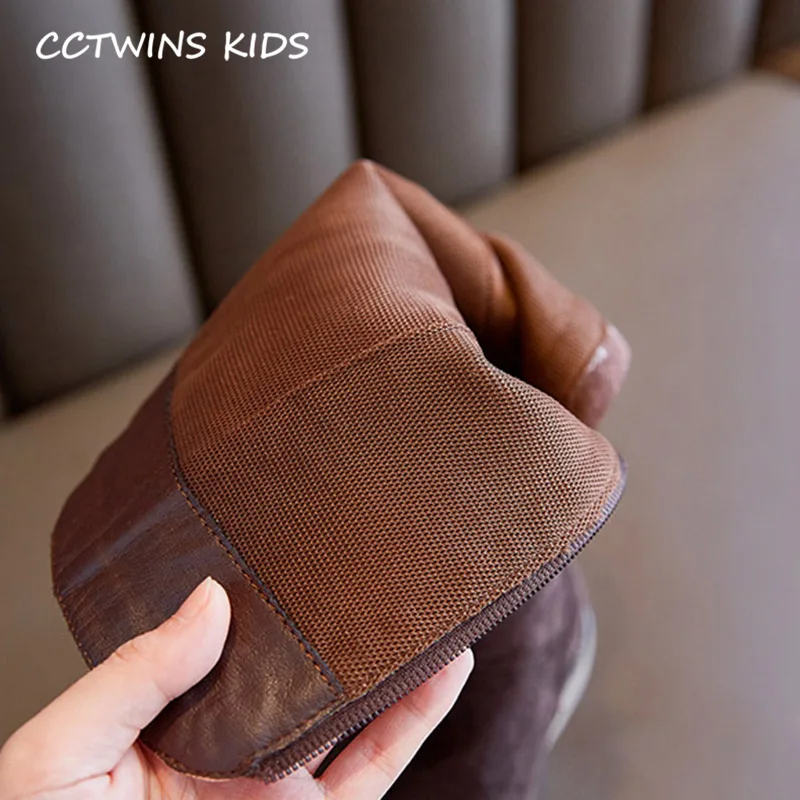 CCTWINS/детская обувь; коллекция года; сезон осень; модные детские сапоги до колена; натуральная кожаная женская обувь; брендовые черные сапоги; HB040