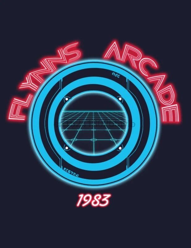 FLYNNS аркадная рубашка трон 1982 SCI FI 80 светильник цикла MCP SARK пользователей видеоигр |